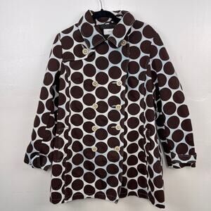 Merona Brown and White Polka Dot Canvas Trench Coat